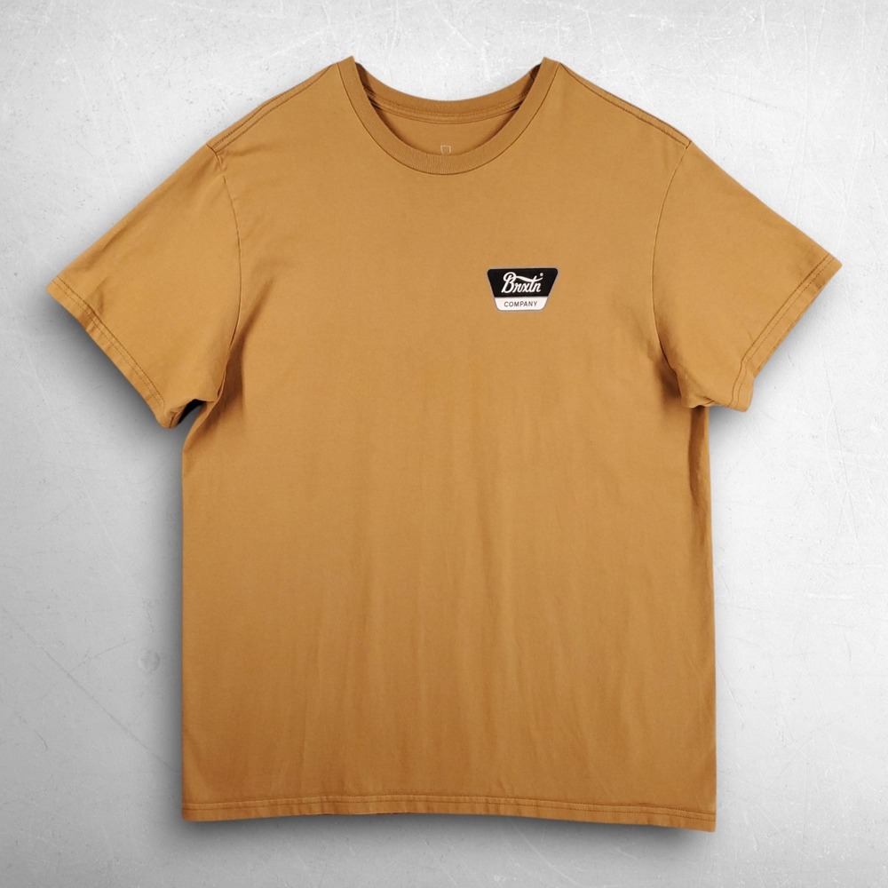 Brixton Crest T Shirt Men L Mustard Yellow Skate Surf Streetwear Casual Indie